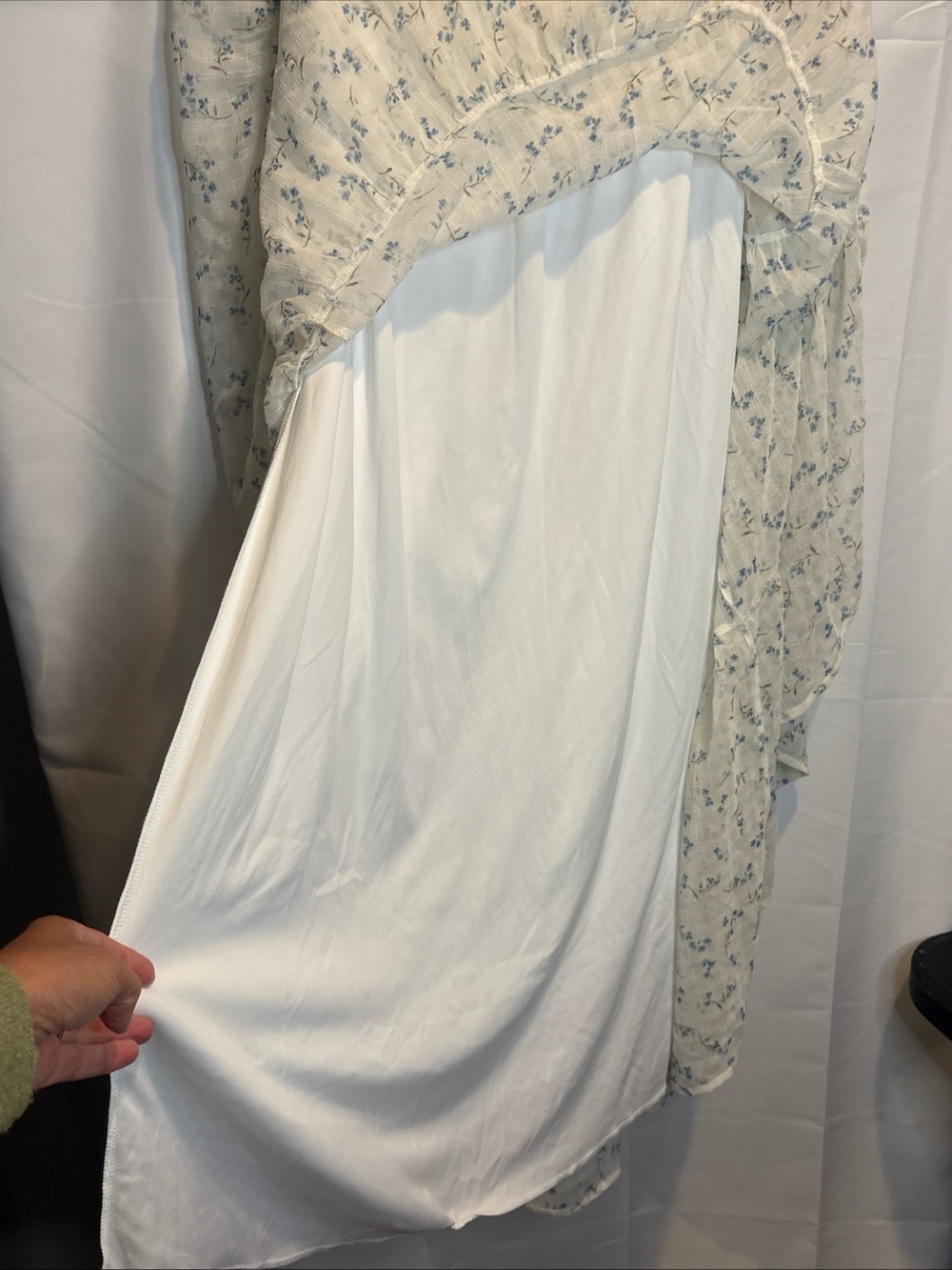 Altar'd State Cream Maxi Skirt with Light Blue Floral Print - Picture 6 of 6
